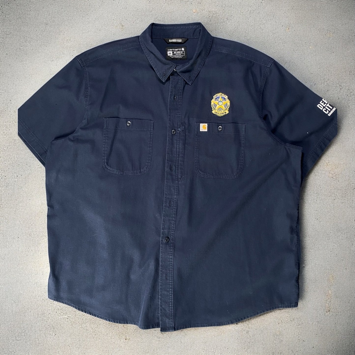 Carhartt Security Button Down Navy Blue Shirt