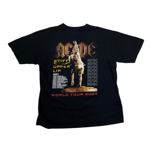 Digg It Thrift & Vintage black AC/DC Stiff Upper Lip 2001 world tour graphic t-shirt with back print