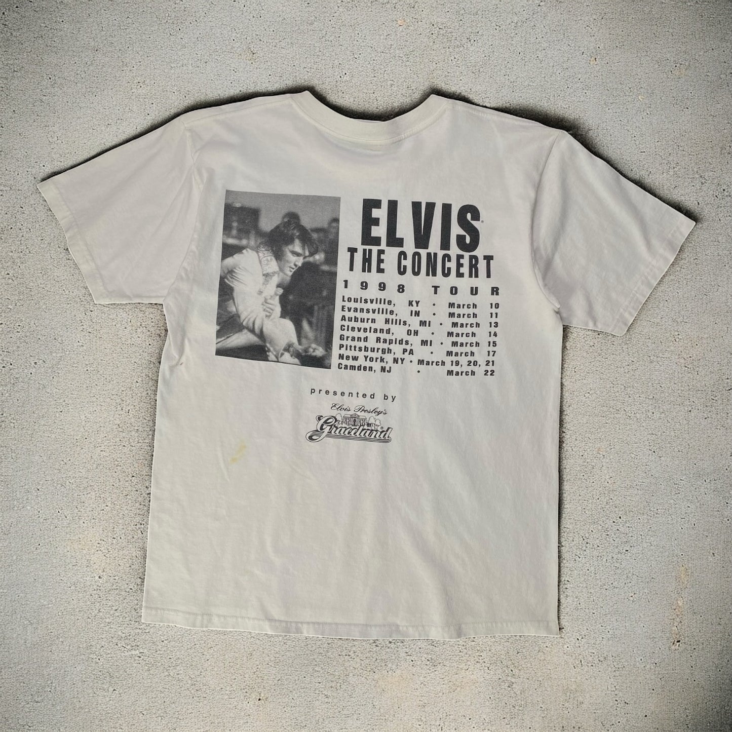 Vntg 90's Elvis Presley The Concert White T-shirt