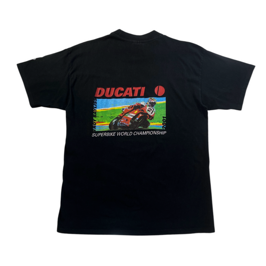 Digg It Thrift & Vintage black Ducati Corse Troy Bayliss 2001 Superbike Championship graphic t-shirt