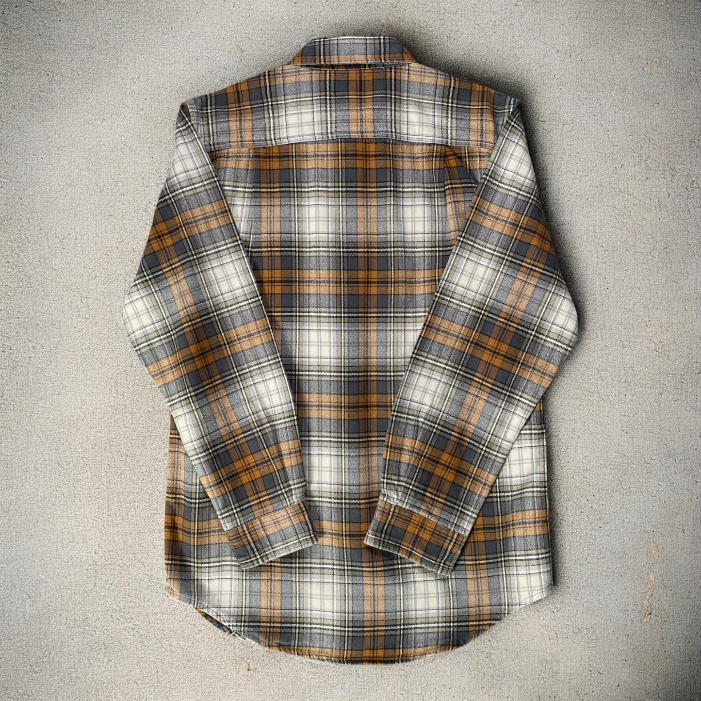 Carhartt Woven Flannel brown, grey, and orange plaid Long Sleeve Shirt