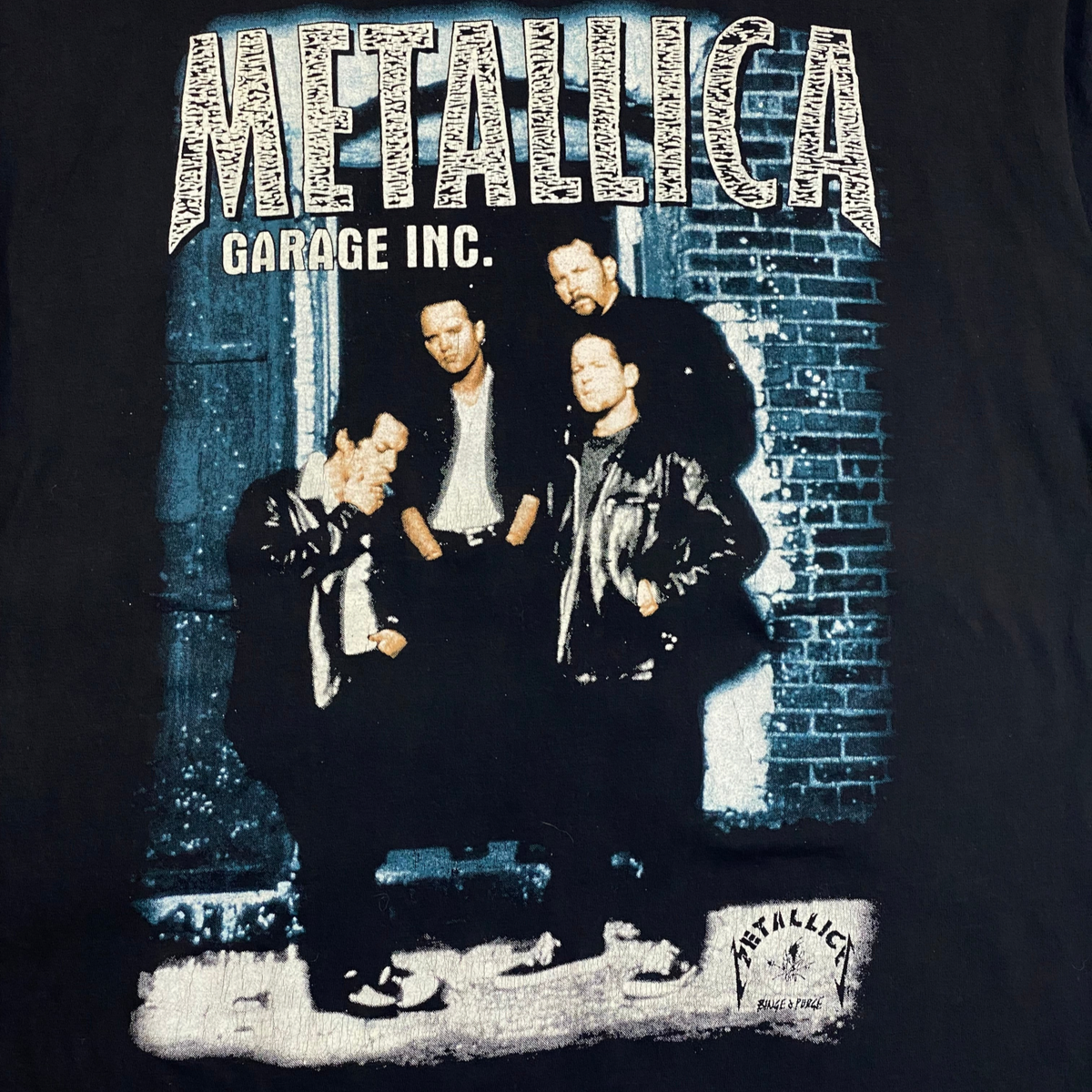 Digg It Thrift & Vintage faded black Metallica Garage Inc. graphic band t-shirt with band members in leather jackets