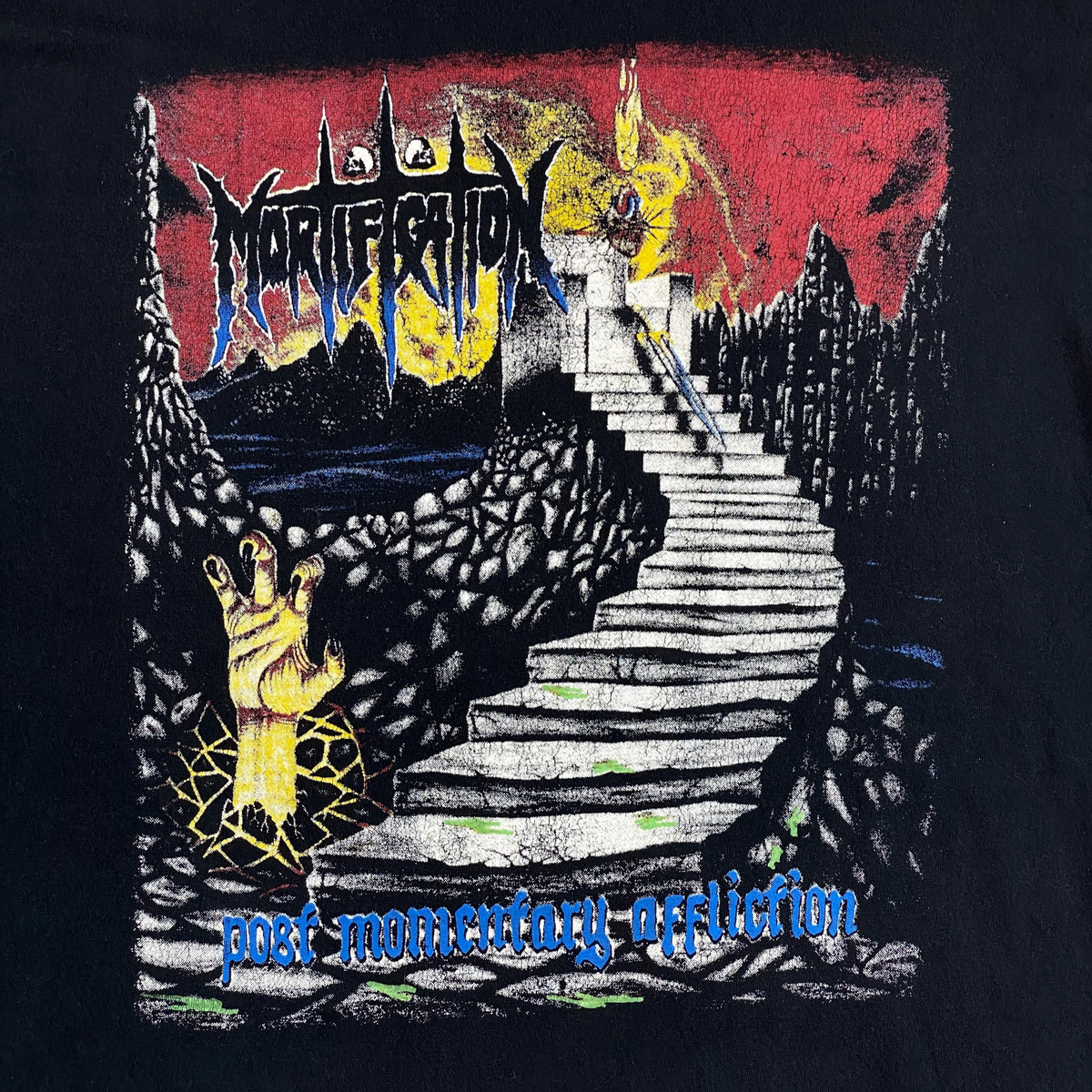 Digg It Thrift & Vintage black Mortification Post Momentary Affliction death metal band t-shirt with graphic print