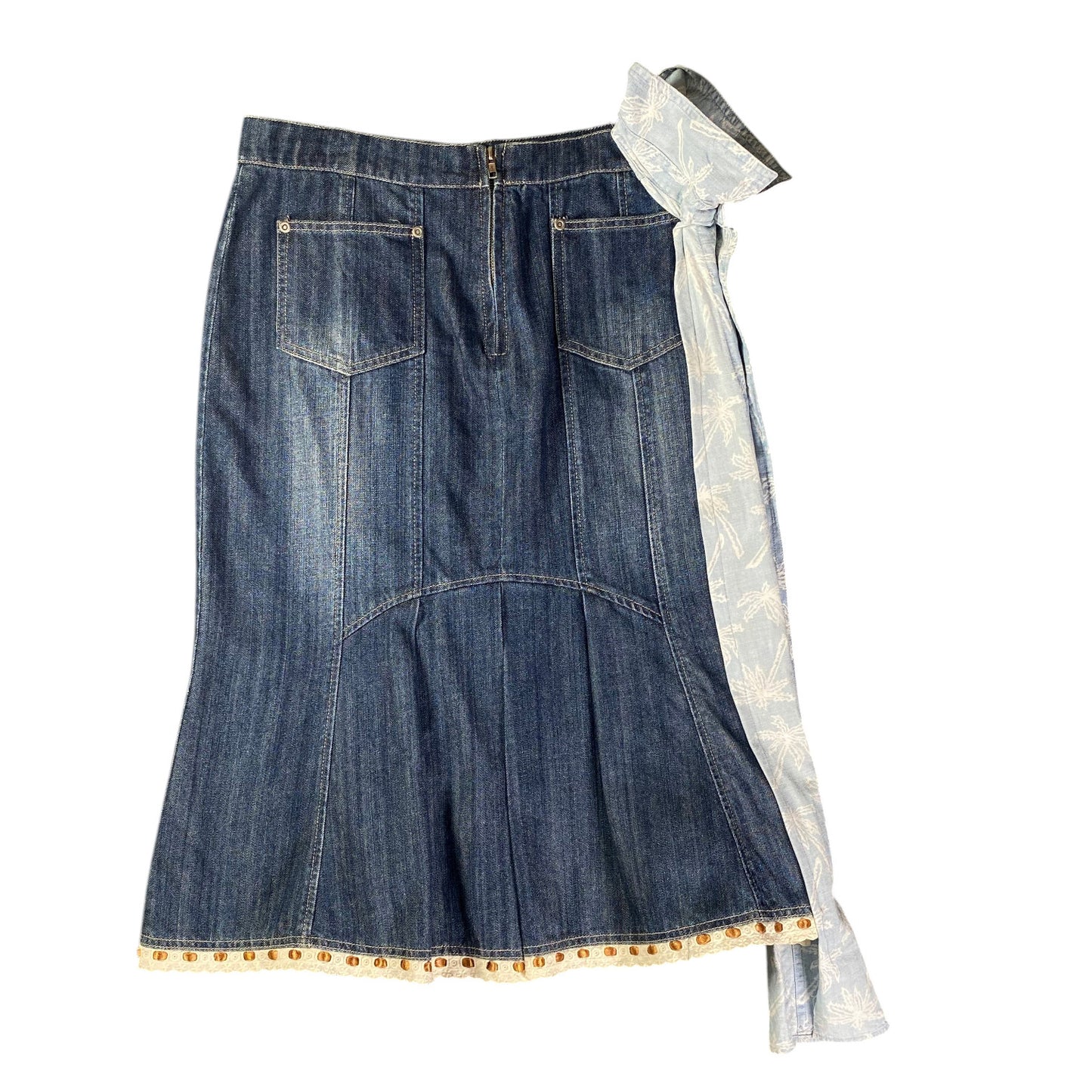 Rework Blue Denim Skirt