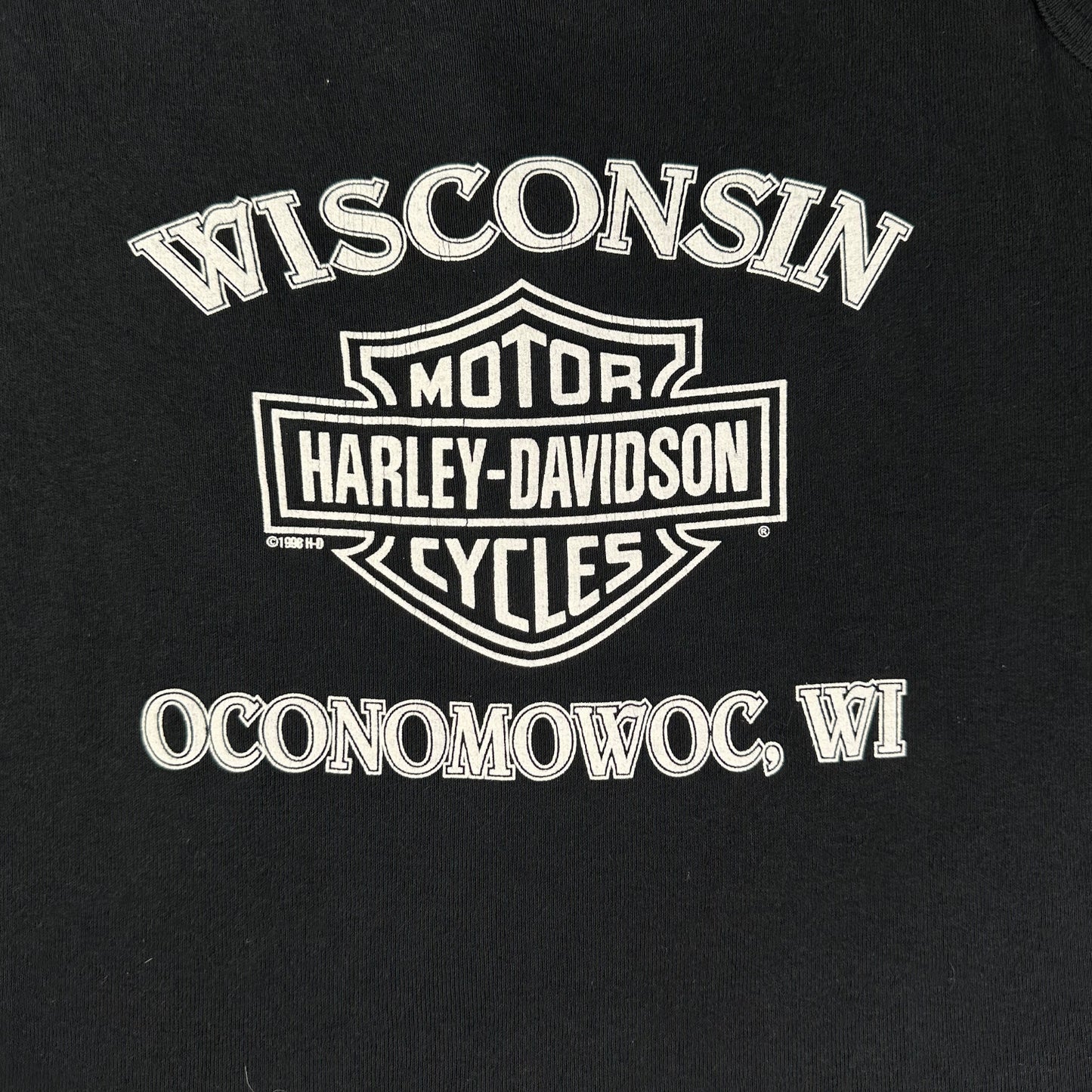 Harley Davidson Wisconsin Graphic Logo Black Tank Top tagged as XL