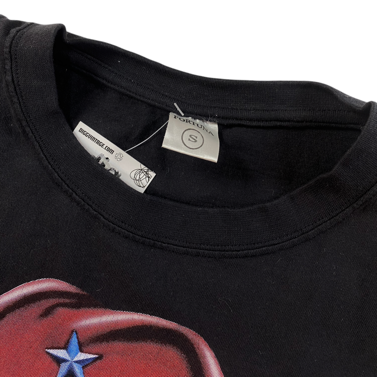 Digg It Thrift & Vintage black graphic t-shirt with Che Guevara print, size small tag detail