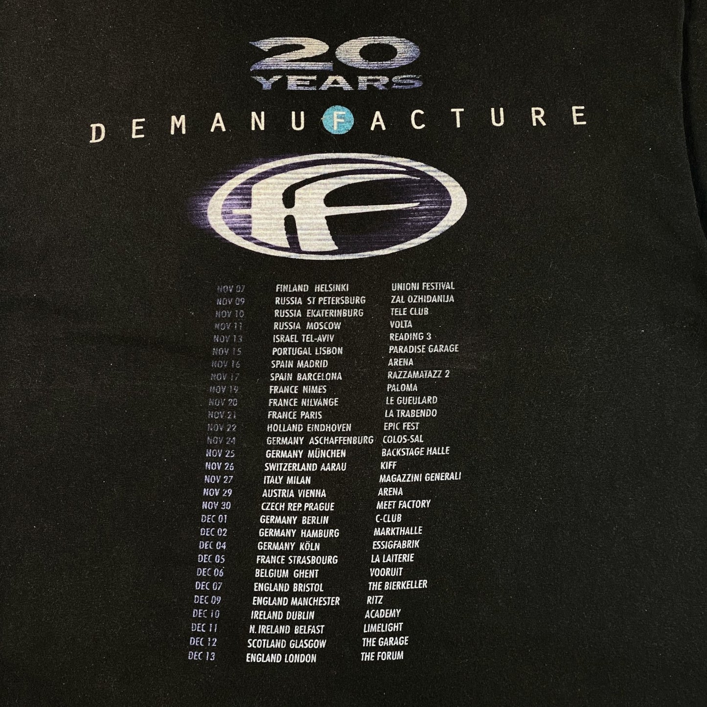 Fear Factory Demanufacture 20 Years Tour T-Shirt