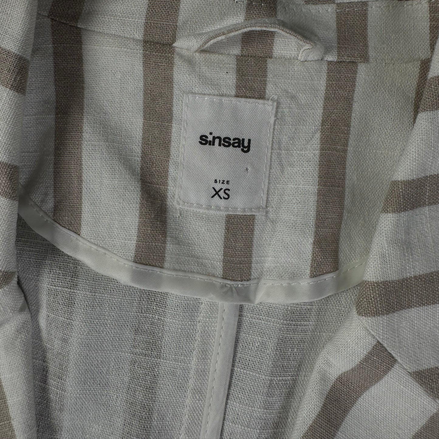 Sinsay Striped Linen-Blend Tan Blazer 47 70 tagged as XS