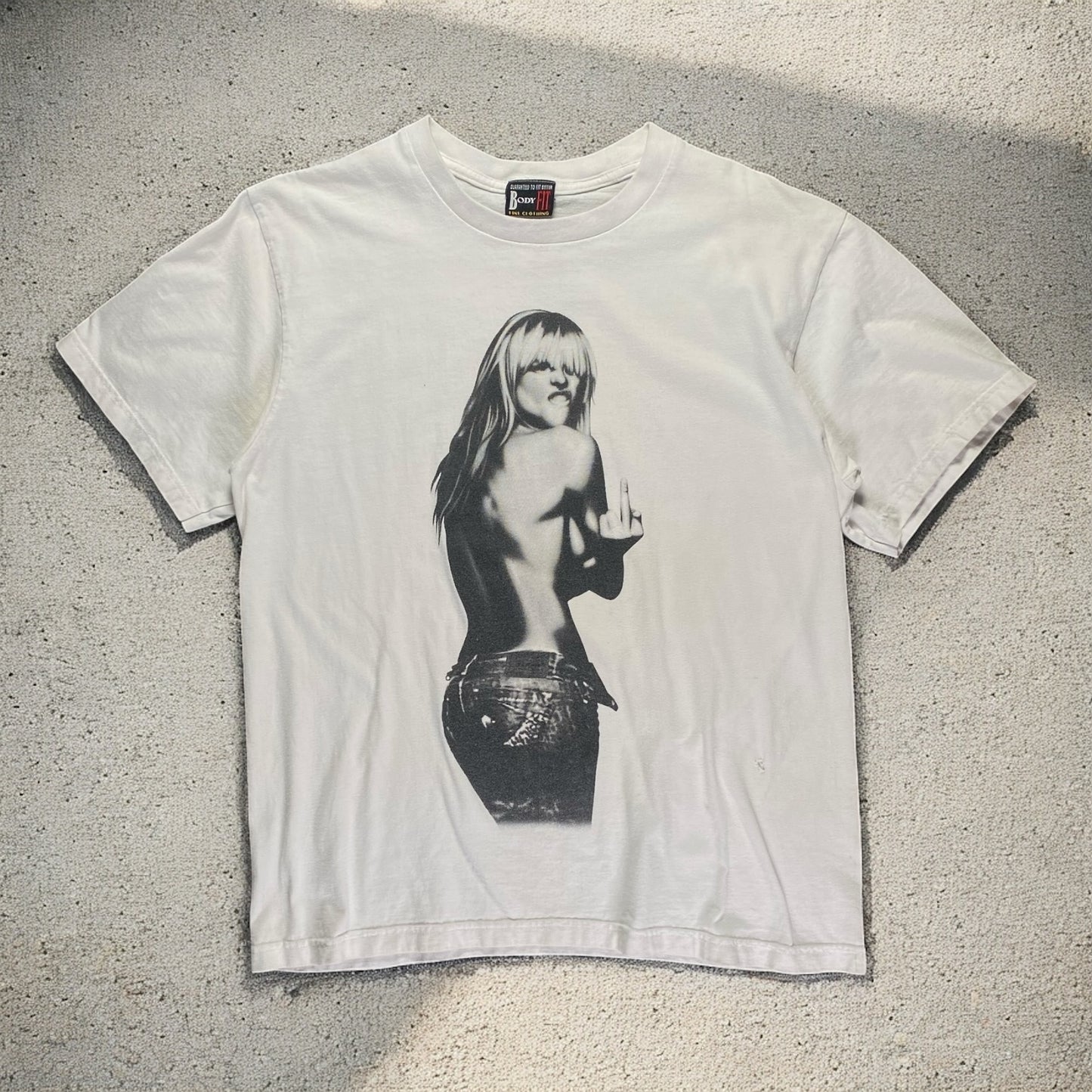 Body Fit Kate Moss Middle Finger White T-shirt