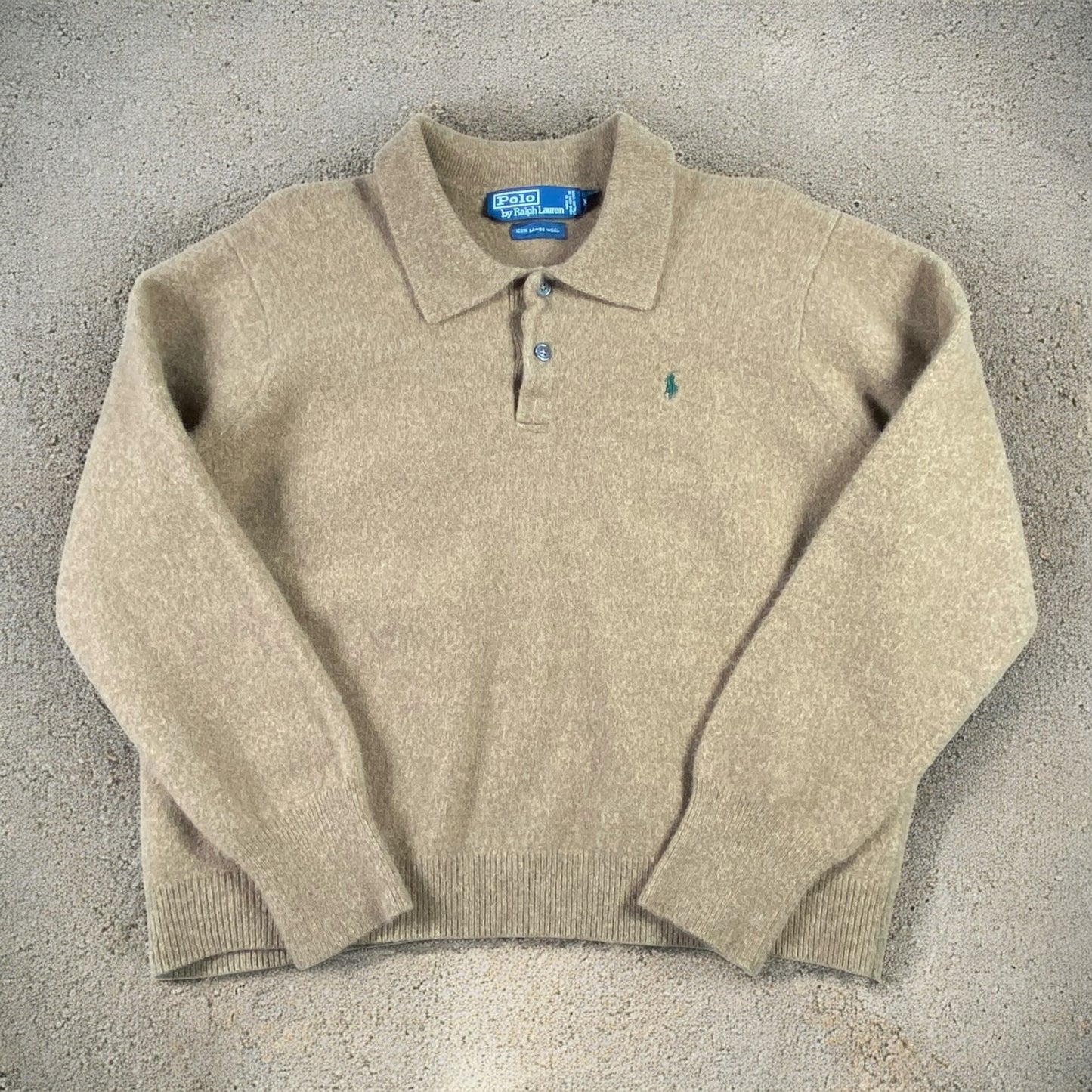 Polo Ralph Lauren Lambs wool Brown Sweater Dark Green Embroidered Logo