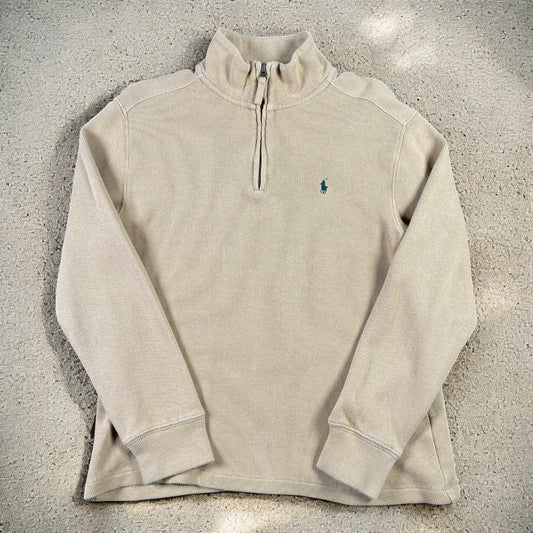 Polo Ralph Lauren Quarter-Zip Long Sleeve Beige Sweater