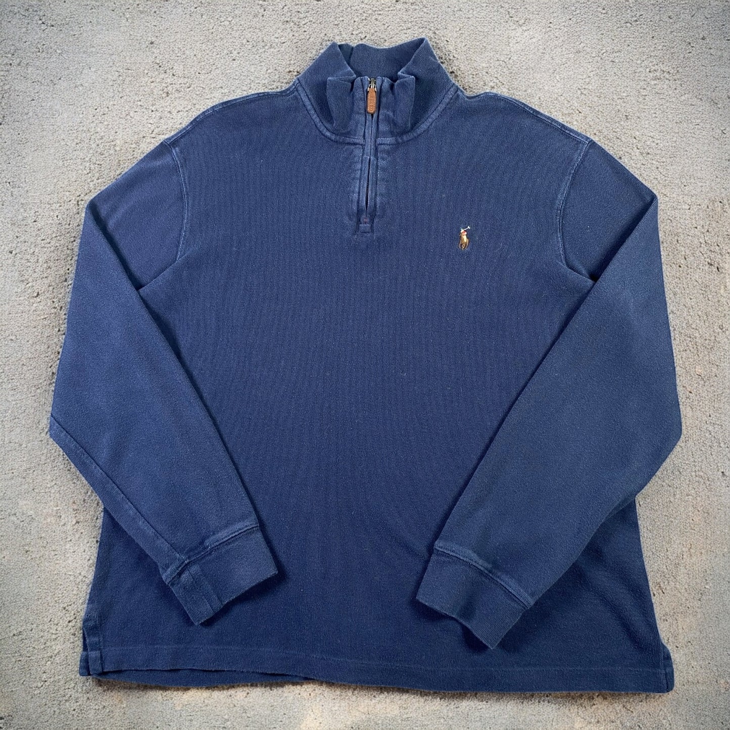 Polo Ralph Lauren Estate Rib Quarter-Zip Long Sleeve Navy Blue Sweater