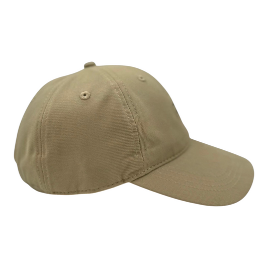 Digg It Thrift & Vintage Stussy beige cotton twill cap with unstructured design and side profile view