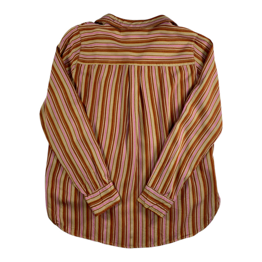 Digg It Thrift & Vintage multi-tone vertical stripe long-sleeve button-up shirt in a vintage medium fit