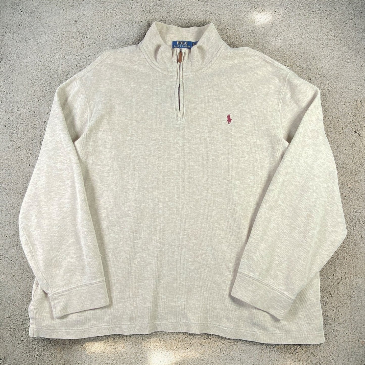 Polo Ralph Lauren Estate Rib Quarter-Zip Long Sleeve Beige Sweater
