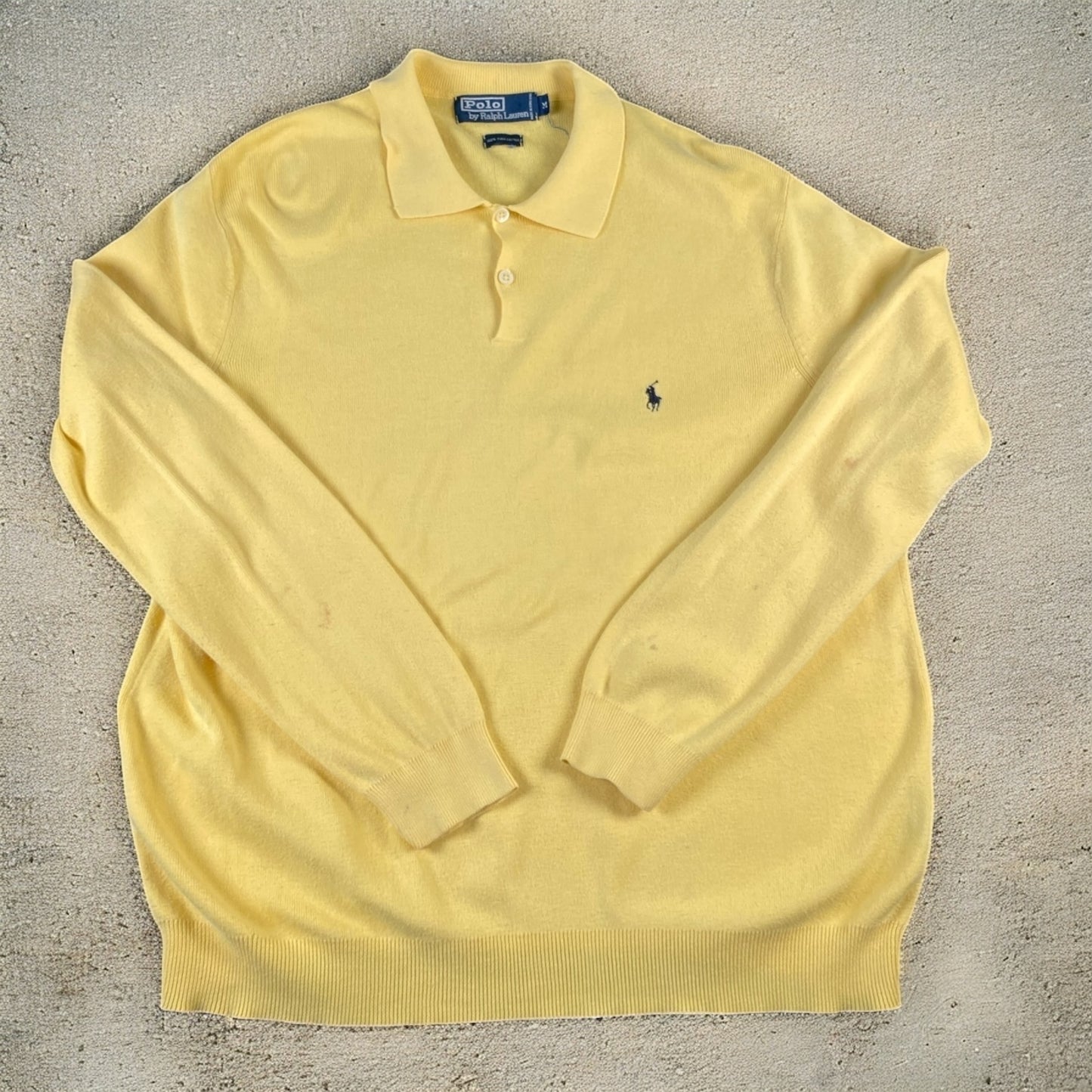 Polo Ralph Lauren Pima Cotton Collared Yellow Jumper Sweater