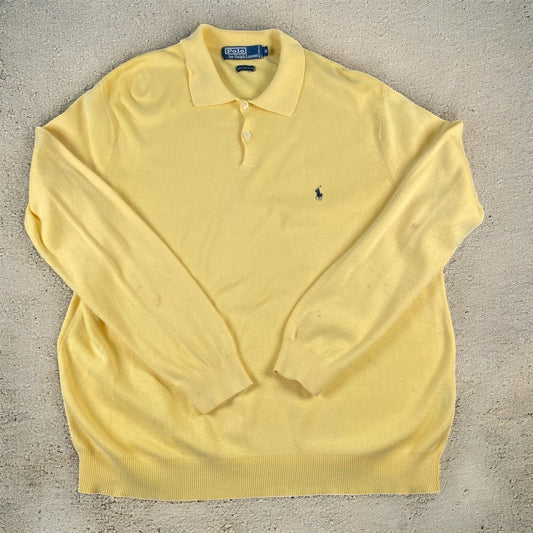 Polo Ralph Lauren Pima Cotton Collared Yellow Jumper Sweater