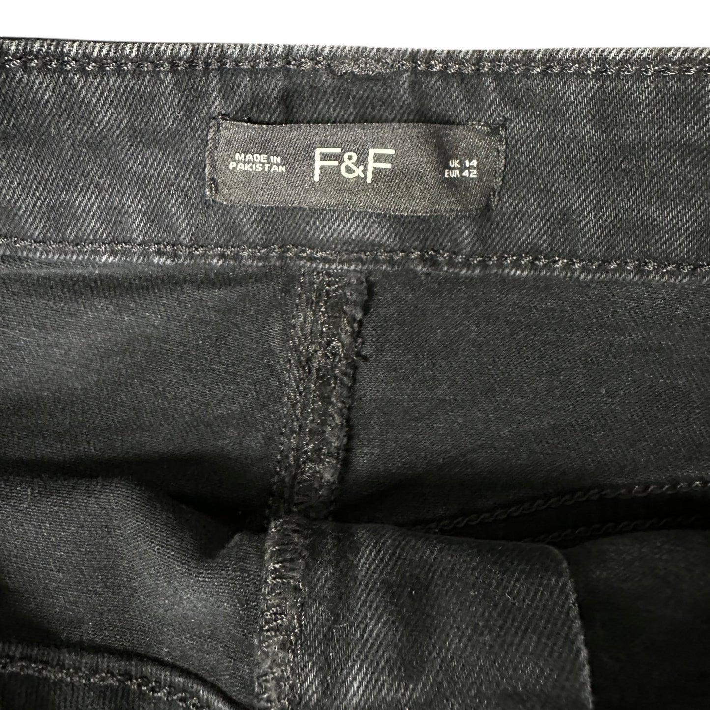 F&F High-Waisted Black Denim Midi Skirt