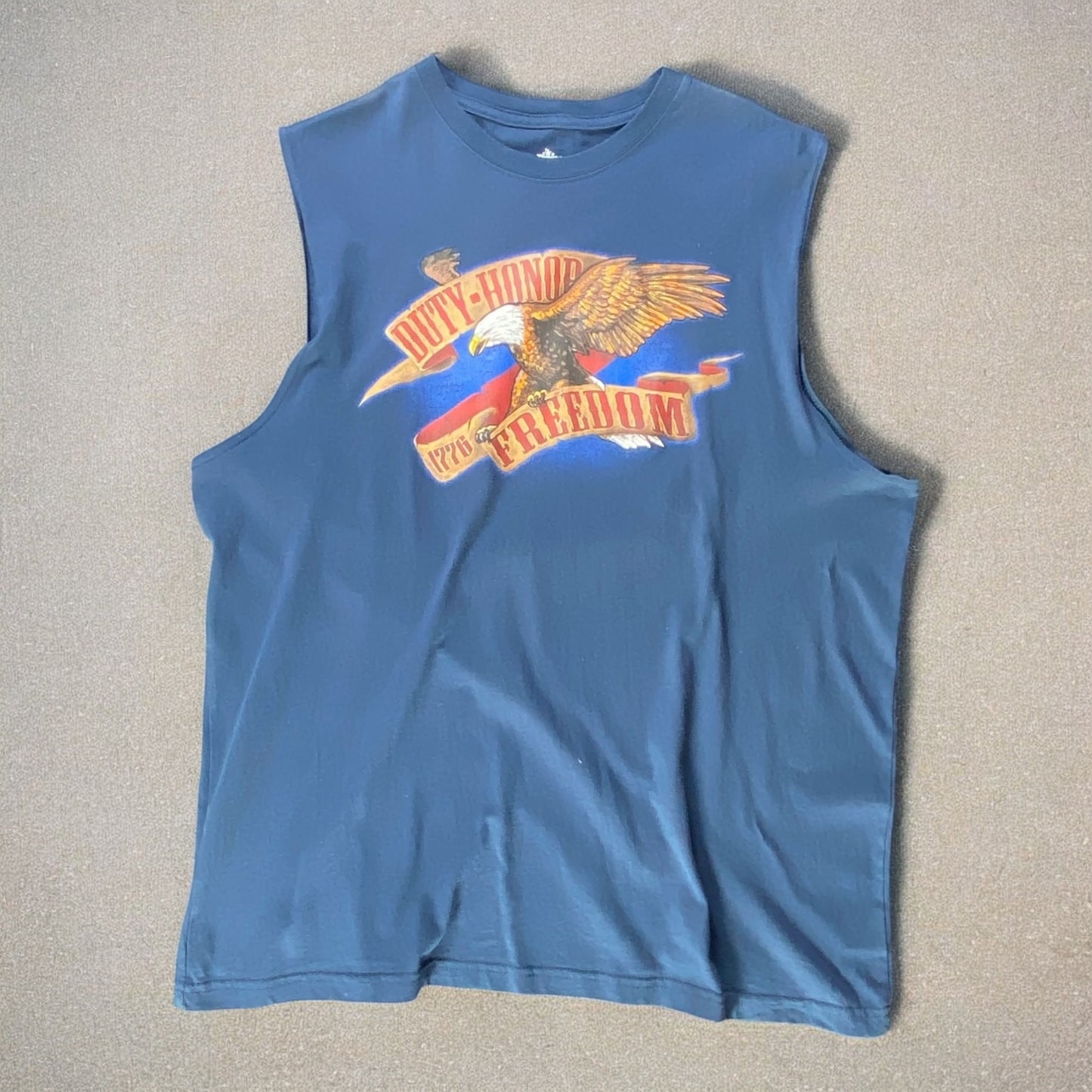 Duty Honor Freedom Navy Blue Sleeveless T-shirt