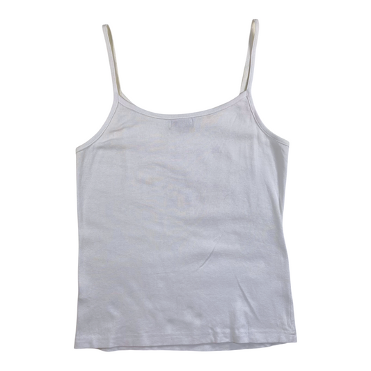 Digg It Thrift & Vintage white camisole tank top with Asian tiger graphic print, size XS