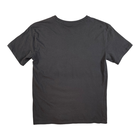 Back view of a plain charcoal grey Digg It Thrift & Vintage t-shirt with a crew neck, size XS fit.