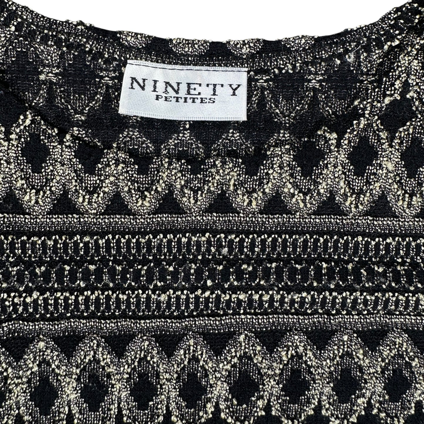 Ninety Petites Metallic Geometric Black T-shirt