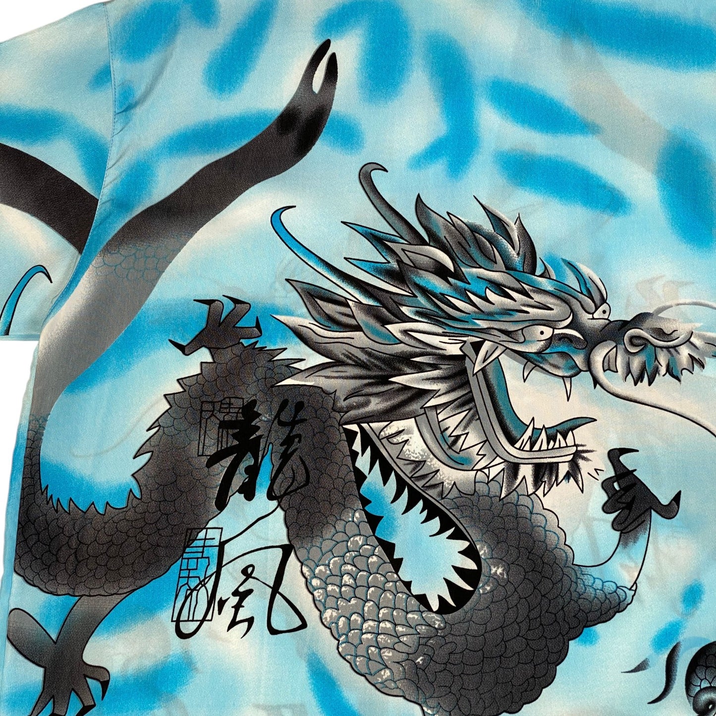 GuoZhiTing Sky Blue Japanese Dragon All Over Print Shirt