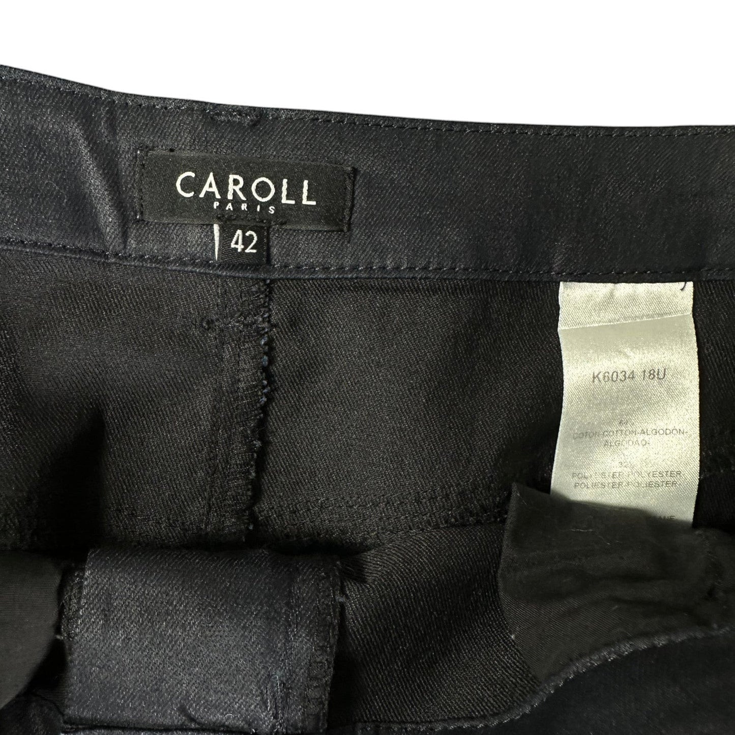 Caroll Paris Coated Denim Midi Black Skirt