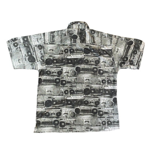 Mecca Y2K Boombox All-Over Print Black Shirt