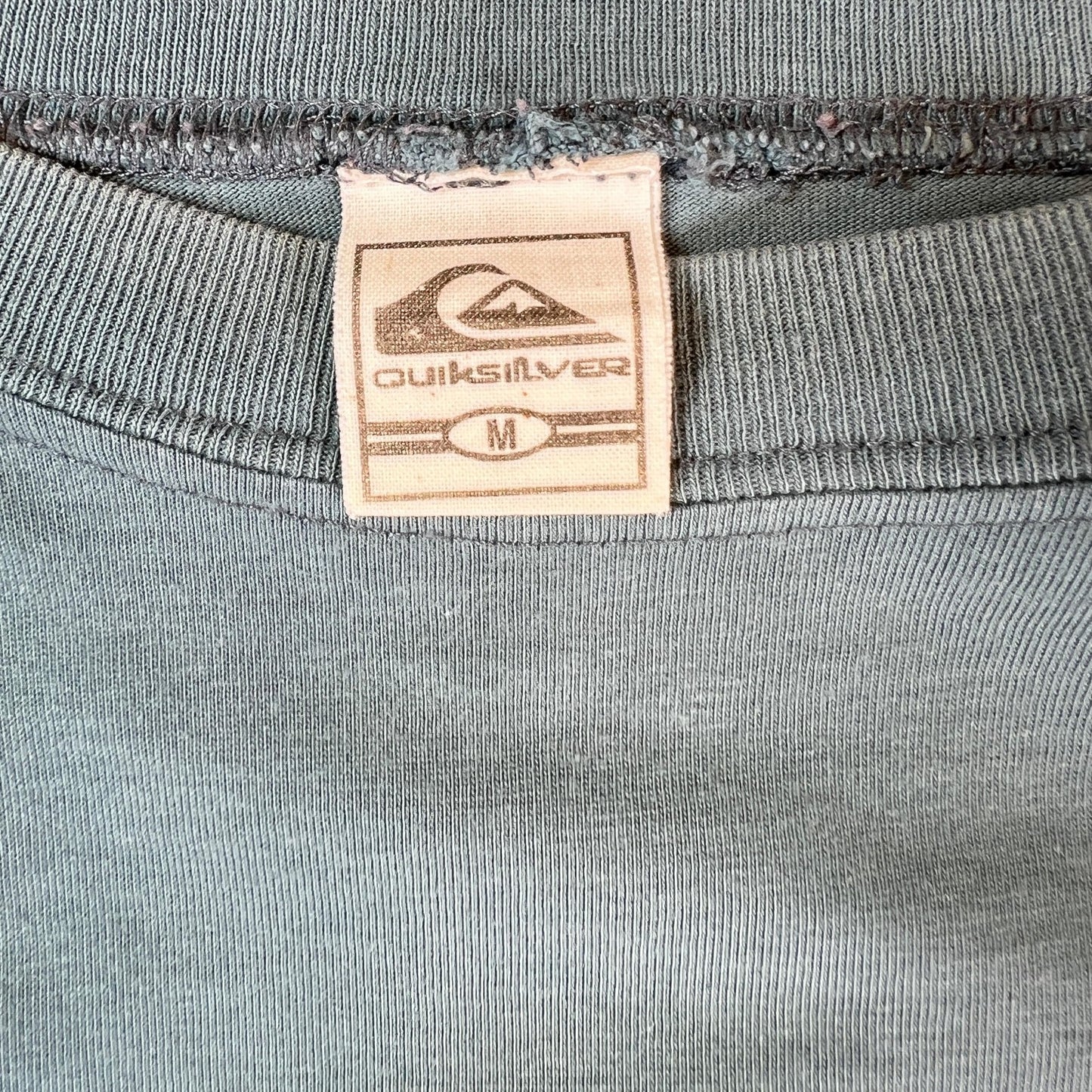 Vintage 90s Quiksilver Big Logo Surf Style Sage Green Long Sleeve Tee