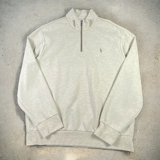 Polo Ralph Lauren Quarter-Zip Long Sleeve Light Grey Sweater