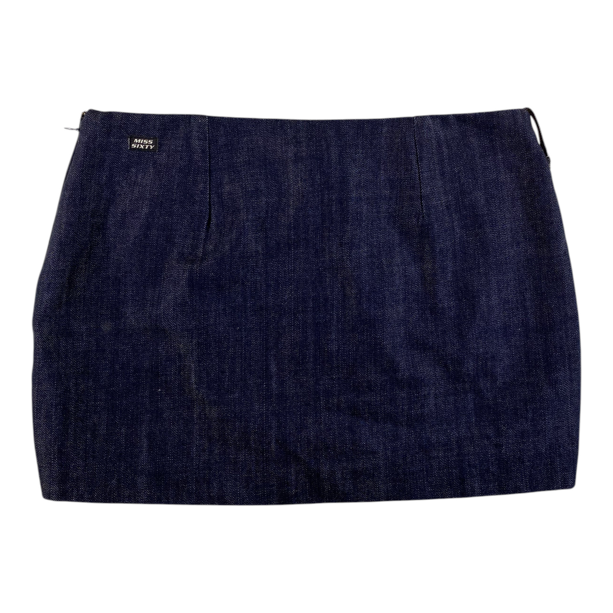 Digg It Thrift & Vintage Miss Sixty dark wash denim mini skirt with belt loops and small logo patch