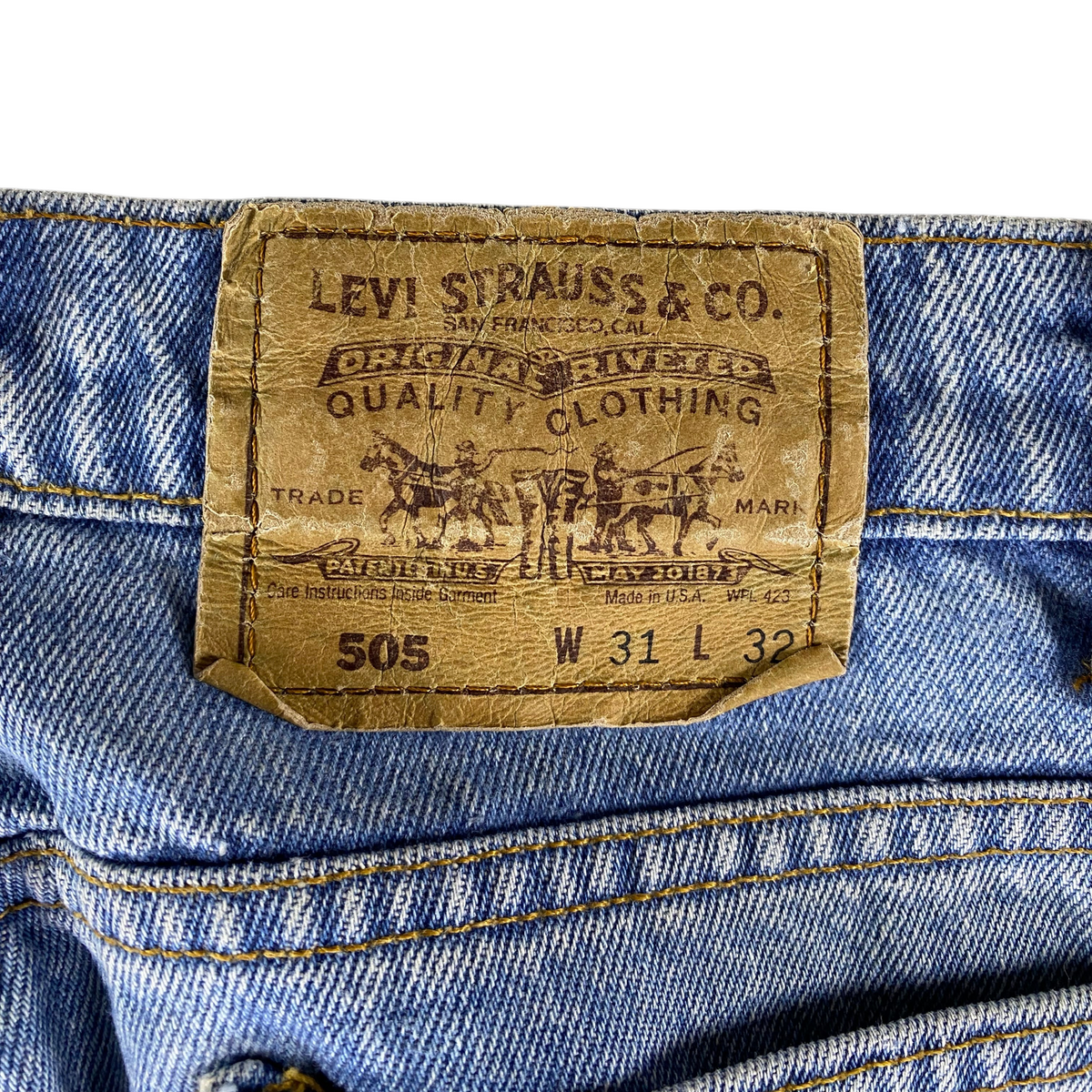 Levi's 505 Orange Tab Made in USA Light Wash Regular Straight Jeans