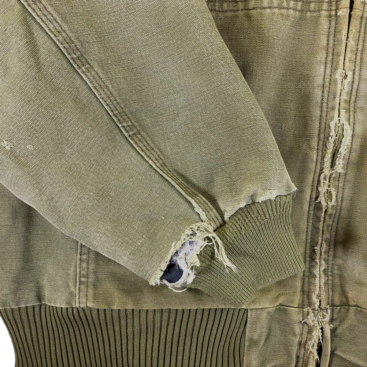 Carhartt Distressed Moss Green Quilted Duck Canvas Active Jacket