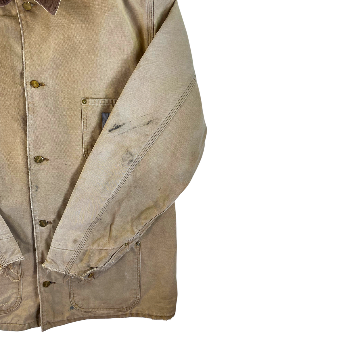 Carhartt Heavily Distressed Blanket Lined Duck Canvas Chore Coat