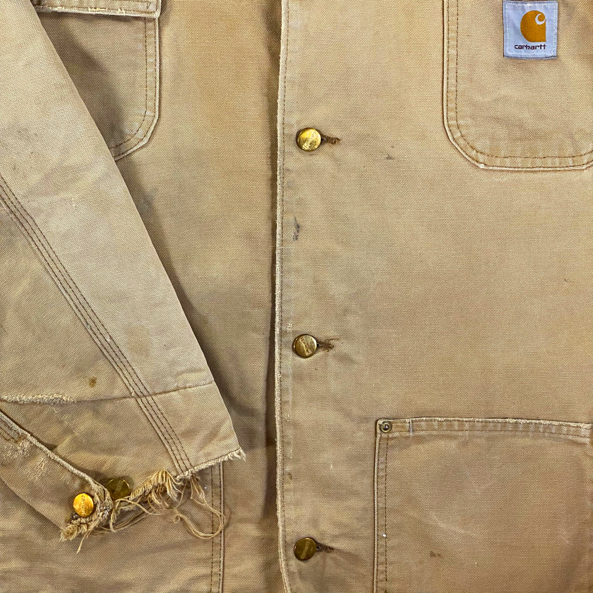 Carhartt Heavily Distressed Blanket Lined Duck Canvas Chore Coat