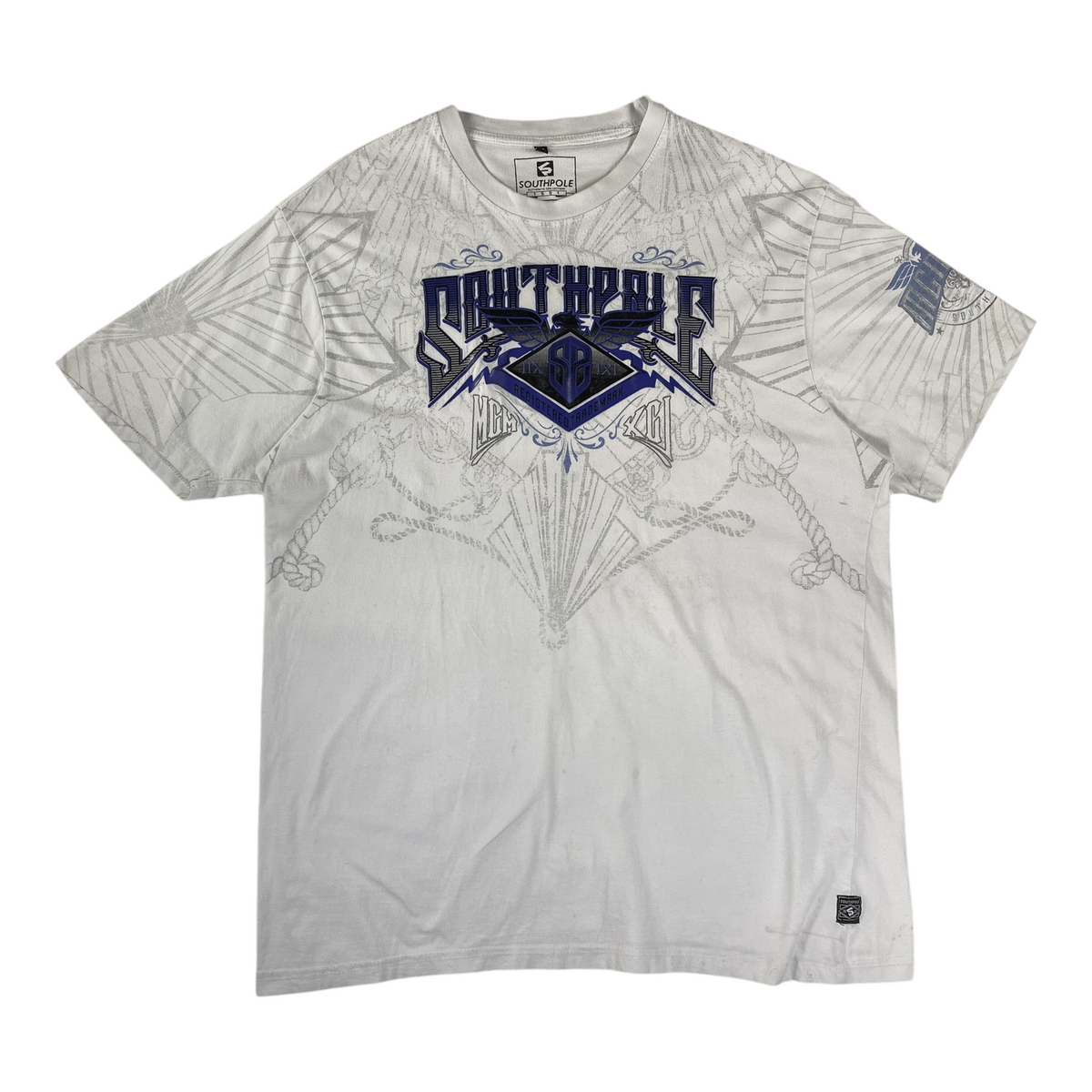 Southpole Y2K Embroidered Crest All Over Print Baggy Hip-Hop T-Shirt