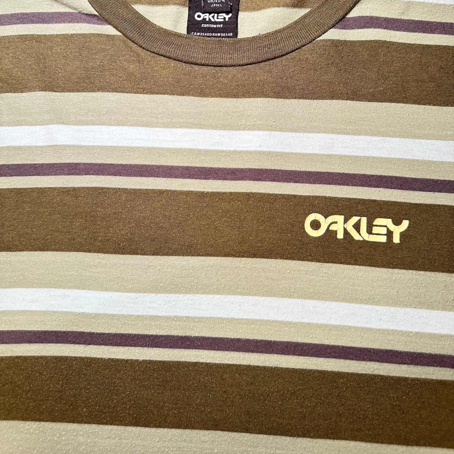Oakley Olive Green Striped Pattern T-shirt