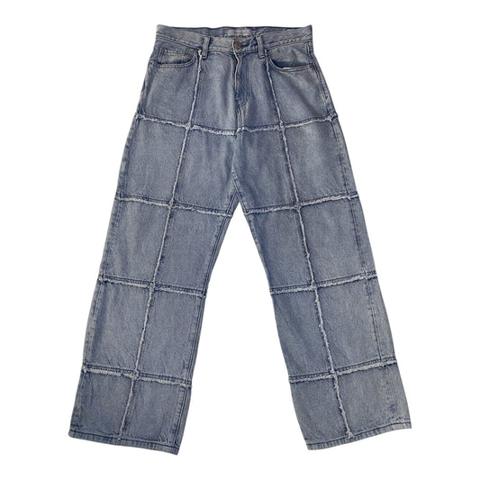 PacSun Raw Edge Grid Panel Baggy Jeans