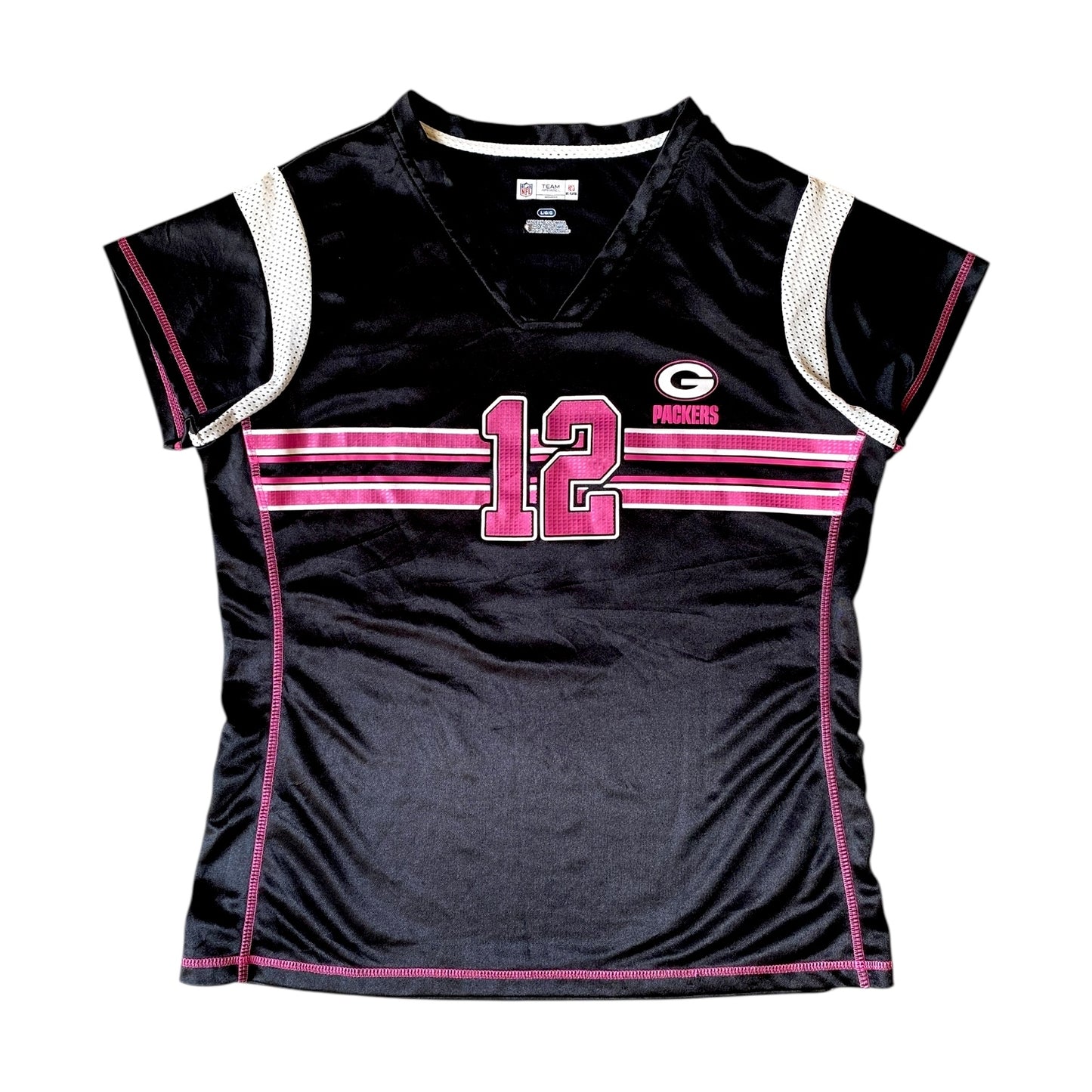 NFL Packers #12 Rodgers Women's Black/Pink Jersey