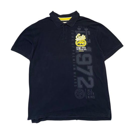 Ecko Unltd Collared Dark Blue T-Shirt