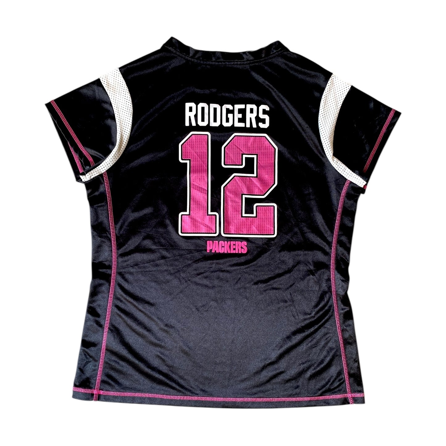 NFL Packers #12 Rodgers Women's Black/Pink Jersey