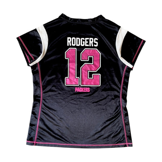 NFL Packers #12 Rodgers Women's Black/Pink Jersey