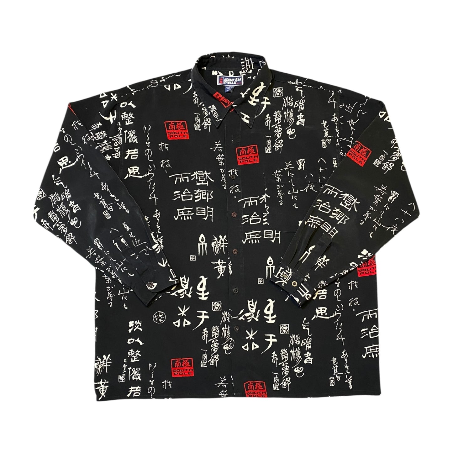 South Pole Kanji Long Sleeve Button Up Shirt