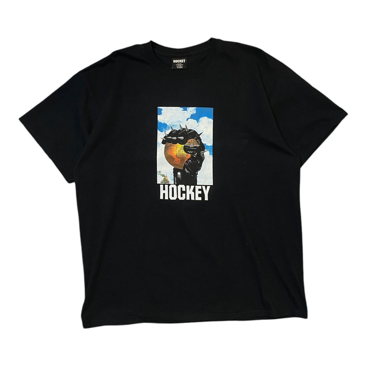Hockey Spiked Glove Globe Black T-Shirt