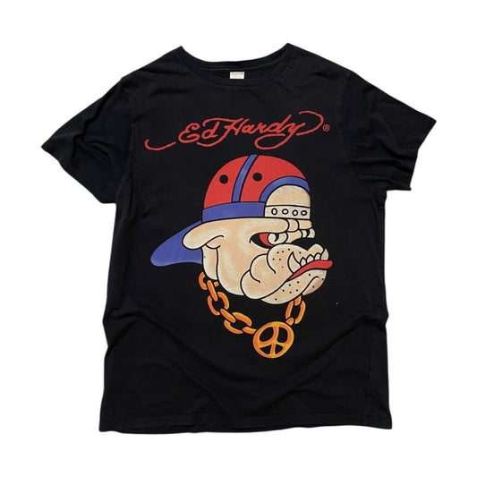 Ed Hardy Fragrance Bulldog Graphic Black T-Shirt