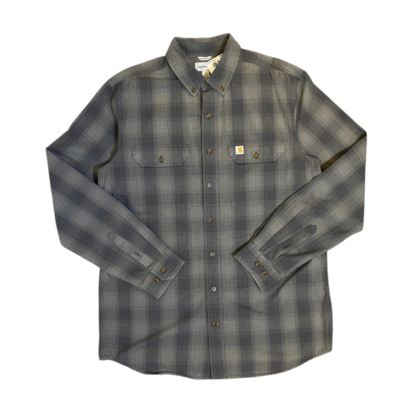 Carhartt Dark Grey Checkered Button Up Long Sleeve Shirt