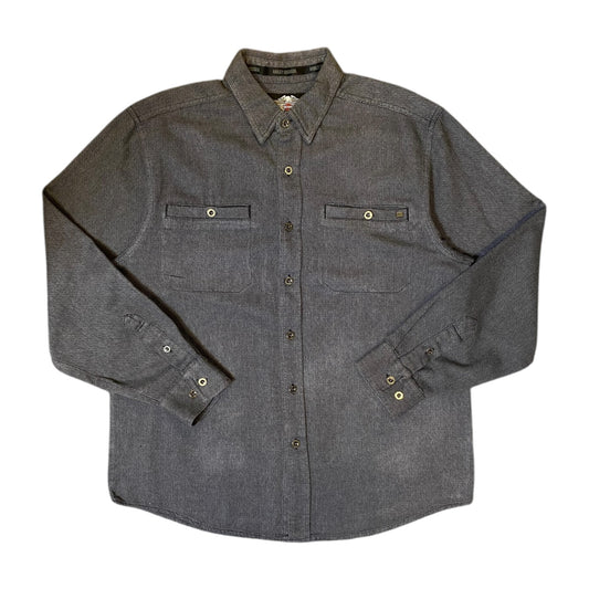 Harley Davidson Grey Button Up Eagle Back Print Shirt