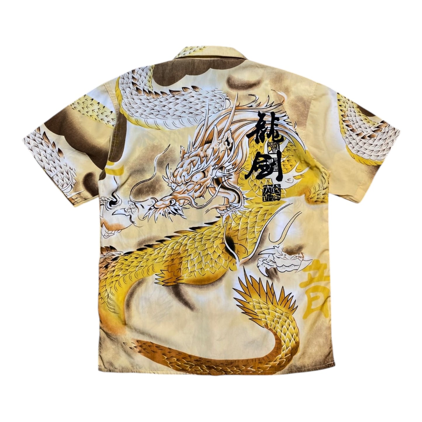 Dragon Graphic Yellow Button Shirt