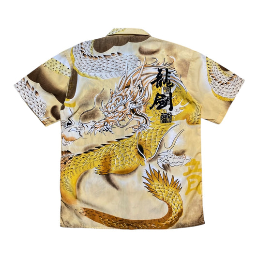 Dragon Graphic Yellow Button Shirt